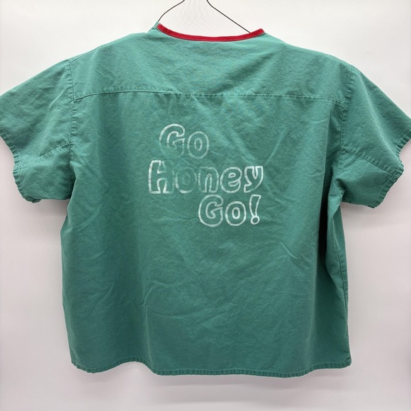 Angelica Other - Vintage‎ Angelica Scrub Top Shirt Mens X-Large Green Coach Graphic Made USA 80s